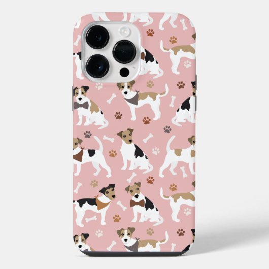 ジャック・ラッセル・テリアの足跡と骨 iPhoneケース (裏面)