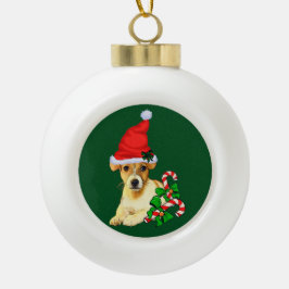 ジャック・ラッセル・テリアクリスマス セラミックボールオーナメント