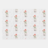 ジャック・ラッセル・テリアクリスマス・ドッグ・プレイド ラッピングペーパーシート (正面2)