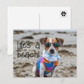 ジャック・ラッセル・テリアパピーはサングラスをかけている ポストカード (正面/裏面)