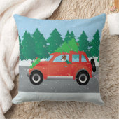 ジャック・ラッセル・テリアーが車の木を上に運転 クッション (ブランケット)