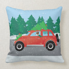 ジャック・ラッセル・テリアーが車の木を上に運転 クッション