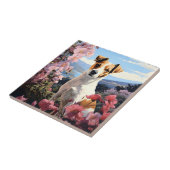 ジャック・ラッセル・テリアーのフローラ天国 タイル (側面)