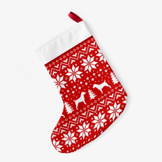 ジャック·ラッセル·テリアーシルエット柄かわいい スモールクリスマスストッキング (裏面 (吊り時))