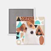 ジャック・ラッセル・テリアードッグ・オレンジジオメトリック マグネット (正面/裏面)