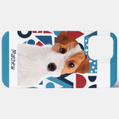 ジャック・ラッセル・テリアードッグ・ブルーとレッド・ジオメトリック Case-Mate iPhoneケース (裏面 (横))