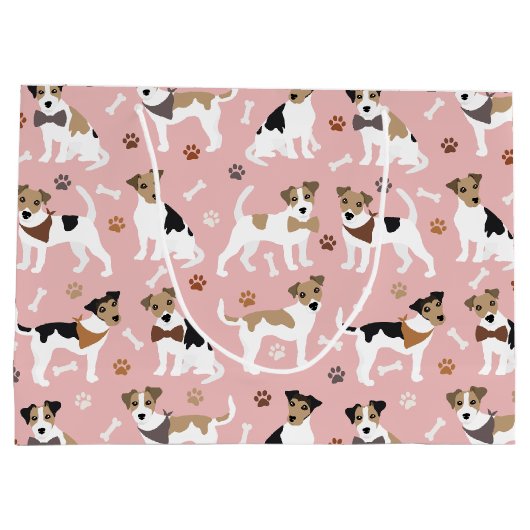 ジャック・ラッセル・テリアー前足とボーンズ大抱き枕 ラージペーパーバッグ (裏面)