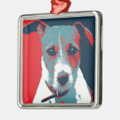 ジャック・ラッセル・テリアー政治希望パロディ メタルオーナメント (左)