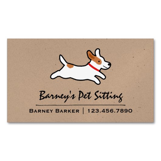 ジャック・ラッセル・テリアー漫画の犬 マグネット名刺 (正面)