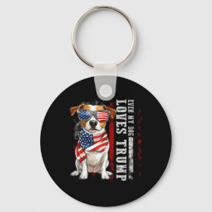 ジャック・ラッセル・テリアー私の犬もトランプが大好おもしろいき キーホルダー
