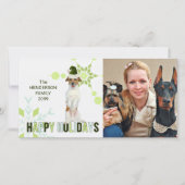 ジャック・ラッセル・テリアー・サンタ・ドッグinグリーンホリデーCa シーズンカード (正面)