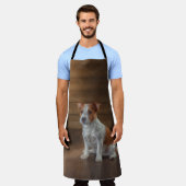 ジャック・ラッセル・テリアー。スケッチ エプロン (着用した状態)