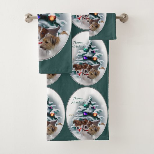 ジャック・ラッセル・テリアー・トリオ・クリスマス バスタオルセット (インサイチュ)