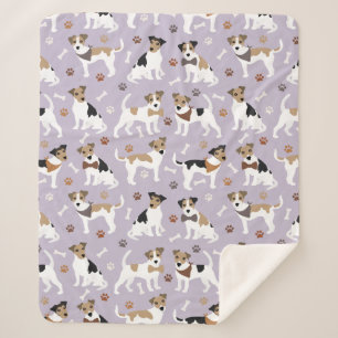 ジャック・ラッセル・テリアー・ポーズ・アンド・ボーンズ・シェルパ・ブランケット シェルパブランケット