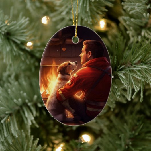 ジャック・ラッセル・テリア消防士、子犬、ペット犬愛好家 セラミックオーナメント (ツリー)