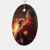 ジャック・ラッセル・テリア消防士、子犬、ペット犬愛好家 セラミックオーナメント (左)