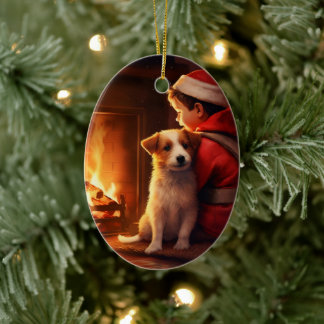 ジャック・ラッセル・テリア消防士、子犬、ペット犬愛好家 セラミックオーナメント