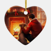 ジャック・ラッセル・テリア消防士、子犬、ペット犬愛好家 セラミックオーナメント (正面)