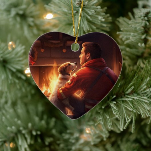 ジャック・ラッセル・テリア消防士、子犬、ペット犬愛好家 セラミックオーナメント (ツリー)