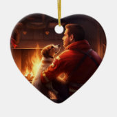 ジャック・ラッセル・テリア消防士、子犬、ペット犬愛好家 セラミックオーナメント (正面)