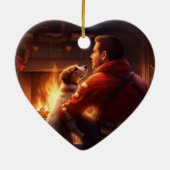 ジャック・ラッセル・テリア消防士、子犬、ペット犬愛好家 セラミックオーナメント (裏面)