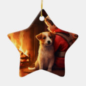 ジャック・ラッセル・テリア消防士、子犬、ペット犬愛好家 セラミックオーナメント (正面)