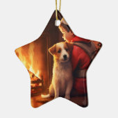 ジャック・ラッセル・テリア消防士、子犬、ペット犬愛好家 セラミックオーナメント (左)