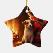 ジャック・ラッセル・テリア消防士、子犬、ペット犬愛好家 セラミックオーナメント (裏面)