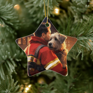 ジャック・ラッセル・テリア消防士、子犬、ペット犬愛好家 セラミックオーナメント