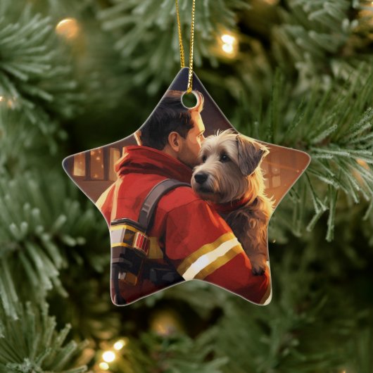ジャック・ラッセル・テリア消防士、子犬、ペット犬愛好家 セラミックオーナメント (ツリー)