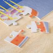 ジャック・ラッセル・テリア犬がパーティー帽子をかぶって ジグソーパズル (側面)