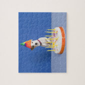 ジャック・ラッセル・テリア犬がパーティー帽子をかぶって ジグソーパズル (縦)