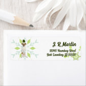 ジャック・ラッセル・テリア犬の緑のクリスマスアドレス ラベル (インサイチュ)