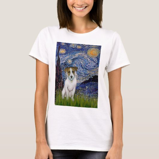 ジャック・ラッセル・テリア10 - 星空 Tシャツ (正面)