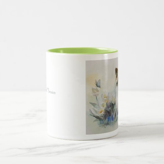 ジャック・ラッセル・テリア・ウォーター・絵画ドッグズ ツートーンマグカップ (中央)