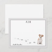 ジャック·ラッセル·テリア·グレー·モ縁どノグラム ノートカード (正面/裏面)