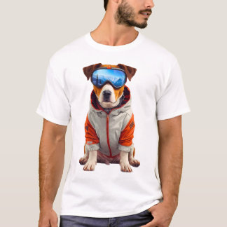 ジャック・ラッセル・テリア スキードッグ アート - かわいい冬の犬 Tシャツ