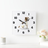 ジャック·ラッセル·テリア·ドッグ·シッティング スクエア壁時計 (ホーム)