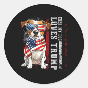 ジャック・ラッセル・テリア 愛犬でさえトランプが好きなのね ユーモアTシャツ ラウンドシール