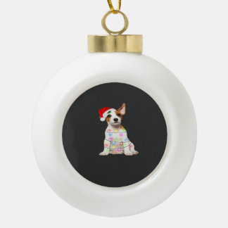 ジャック・ラッセル・テリア 犬 サンタ クリスマスツリーライト クリスマス  セラミックボールオーナメント