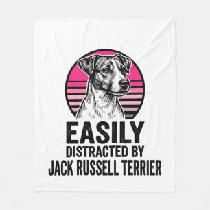 ジャック・ラッセル・テリア 簡単に気が散る ビンテージ風Tシャツ フリースブランケット