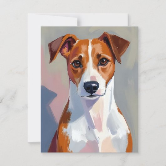 ジャック・ラッセル・テリア 絵画 犬 ペット サンキューカード (正面)
