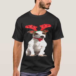 ジャック・ラッセル・トナカイのクリスマスおもしろい犬 Tシャツ