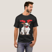 ジャック・ラッセル・トナカイのクリスマスおもしろい犬 Tシャツ (正面フル)