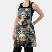 ジャック・ラッセル・ドッグがオートバイ・クリスマスに乗る エプロン (インサイチュ)