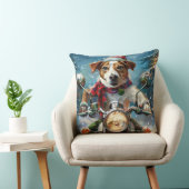 ジャック・ラッセル・ドッグがオートバイ・クリスマスに乗る クッション (椅子)