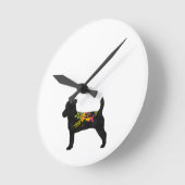 ジャック・ラッセル・ドッグがボホ・フローラシルエット ラウンド壁時計 (傾斜)