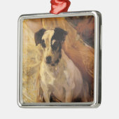 ジャック・ラッセル・ドッグのポートレート メタルオーナメント (左)