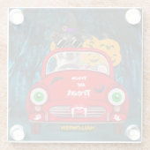 ジャック・ラッセル・ドッグ車の怖いハロウィーン ガラスコースター (裏面)