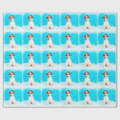 ジャック・ラッセル・ドッグ雪の中でサンタ・ハットと一緒に座る ラッピングペーパー (フラット)